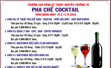 KHAI GIẢNG KHÓA HỌC BARTENDER & BARISTA NGÀY 10 & 11 / 09 / 2018